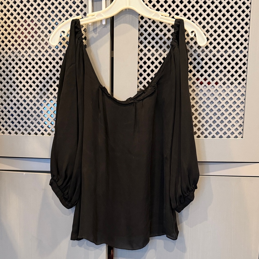 Elegant Black Women's Silk Cold Shoulder Top